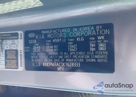 2019 Kia Sportage Lx из США, поврежденный, VIN KNDPM3AC1K7624333